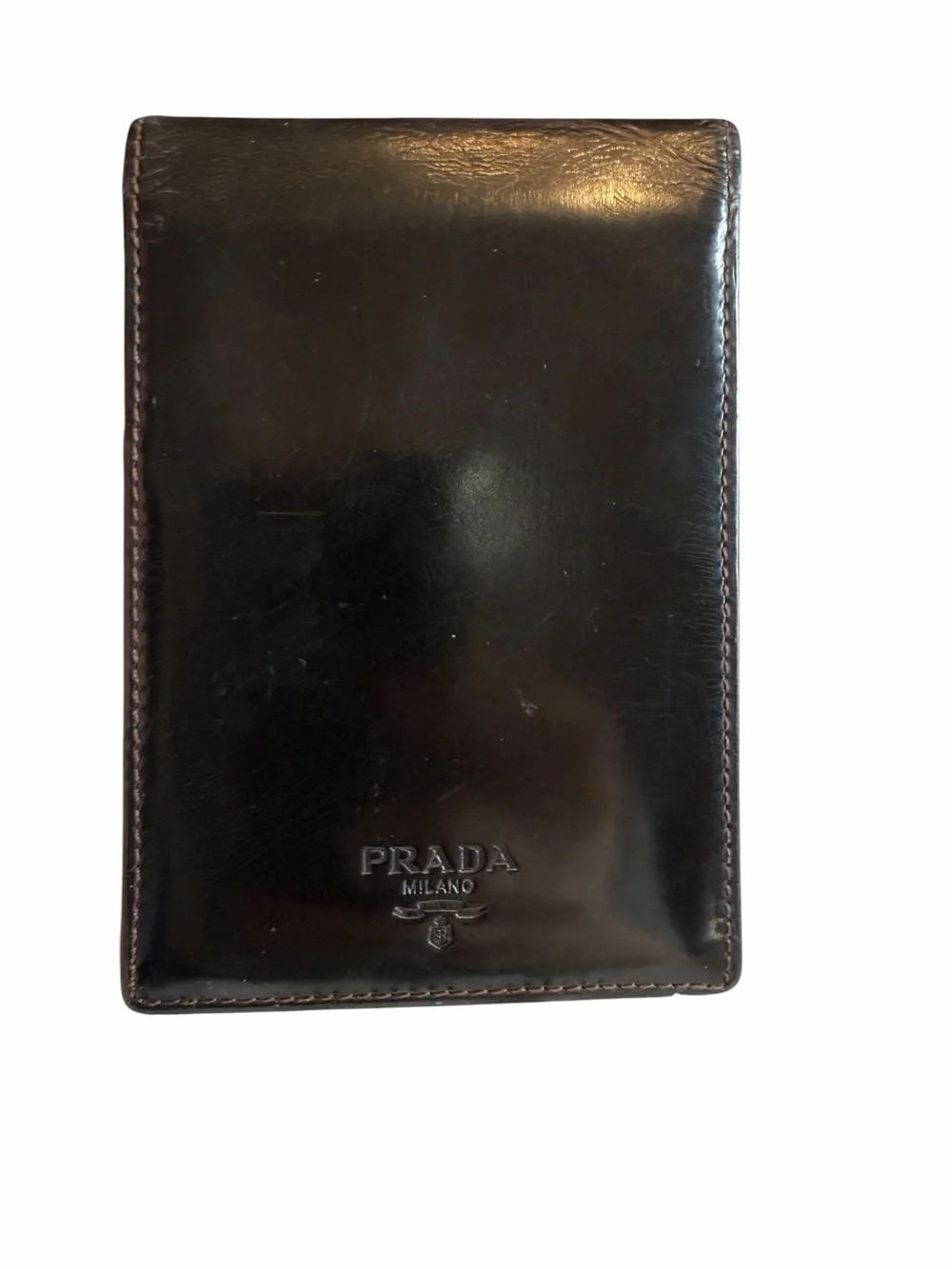 Prada Black Leather Double ID Window Holder 1998-2006